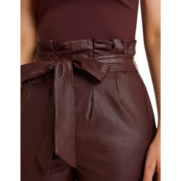 Commando Vegan Faux Leather Paperbag Pants Size Medium Ox Blood Red Grunge‎ Fall - Picture 4 of 16